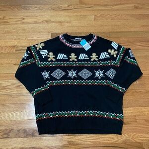 Aldi Gear Christmas Holiday Sweater - SIZE XL - Black Gingerbread Snowflake